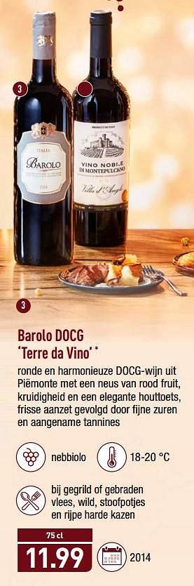Promoties Barolo docg terre da vino - Rode wijnen - Geldig van 05/11/2018 tot 10/11/2018 bij Aldi