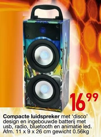 Promotions Compacte luidspreker met `disco` design en ingebouwde batterij met usb, radio - Party Light & Sound - Valide de 25/10/2018 à 06/12/2018 chez Multi-Land