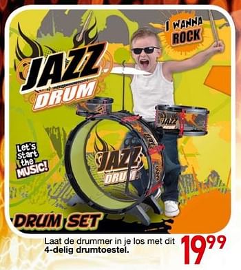 Promotions Laat de drummer in je los met dit 4-delig drumtoestel - Produit maison - Deproost - Valide de 25/10/2018 à 06/12/2018 chez Deproost