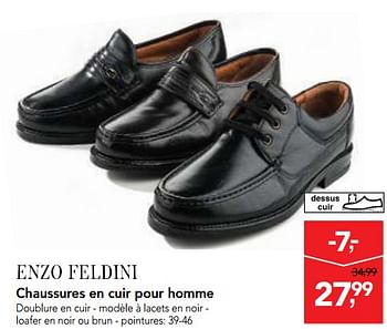Promotions Chaussures en cuir pour homme - Enzo Feldini - Valide de 07/11/2018 à 20/11/2018 chez Makro