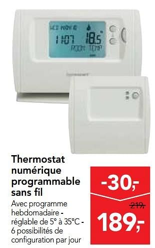 Promotions Honeywell thermostat numérique programmable sans fil - Honeywell - Valide de 07/11/2018 à 20/11/2018 chez Makro