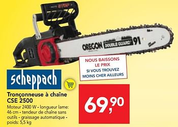 Promoties Scheppach tronçonneuse à chaîne cse 2500 - Scheppach - Geldig van 07/11/2018 tot 20/11/2018 bij Makro