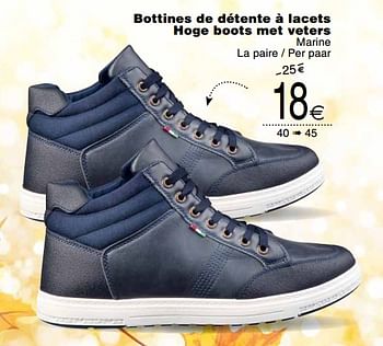 Promoties Bottines de détente à lacets hoge boots met veters - Huismerk - Cora - Geldig van 06/11/2018 tot 19/11/2018 bij Cora