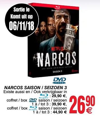 Promoties Narcos saison - seizoen 3 - Huismerk - Cora - Geldig van 06/11/2018 tot 19/11/2018 bij Cora