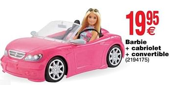 Promoties Barbie + cabriolet + convertible - Mattel - Geldig van 06/11/2018 tot 19/11/2018 bij Cora