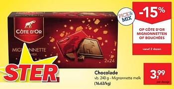 Promoties Chocolade mignonnette melk - Cote D'Or - Geldig van 07/11/2018 tot 20/11/2018 bij Makro