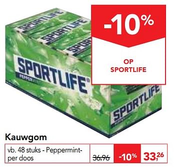 Promotions Kauwgom peppermint - Sportlife - Valide de 07/11/2018 à 20/11/2018 chez Makro