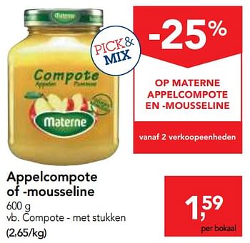Promoties Appelcompote of -mousseline - Materne - Geldig van 07/11/2018 tot 20/11/2018 bij Makro