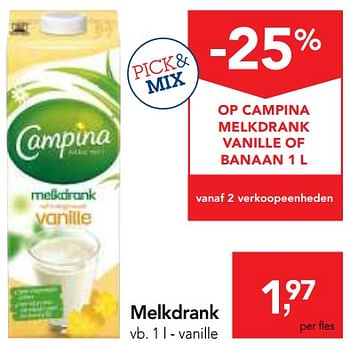 Promoties Melkdrank - Campina - Geldig van 07/11/2018 tot 20/11/2018 bij Makro