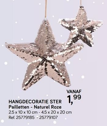 Promoties Hangdecoratie ster pailletten - naturel roze - Huismerk - Supra Bazar - Geldig van 06/11/2018 tot 11/12/2018 bij Supra Bazar