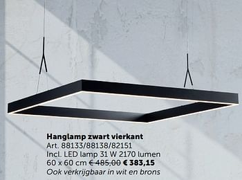 Promoties Hanglamp zwart vierkant - Huismerk - Zelfbouwmarkt - Geldig van 06/11/2018 tot 03/12/2018 bij Zelfbouwmarkt