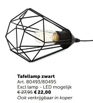 Promoties Tafellamp zwart - Huismerk - Zelfbouwmarkt - Geldig van 06/11/2018 tot 03/12/2018 bij Zelfbouwmarkt