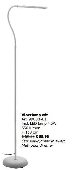 Promoties Vloerlamp wit - Huismerk - Zelfbouwmarkt - Geldig van 06/11/2018 tot 03/12/2018 bij Zelfbouwmarkt