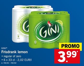 Promoties Frisdrank lemon - Gini - Geldig van 12/11/2018 tot 17/11/2018 bij Lidl
