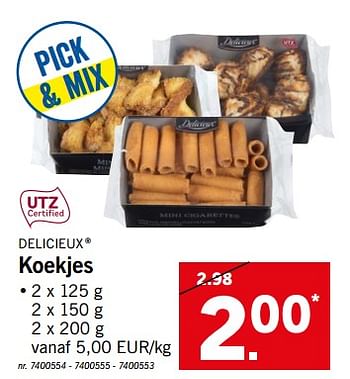 Promoties Koekjes - Delicieux - Geldig van 12/11/2018 tot 17/11/2018 bij Lidl
