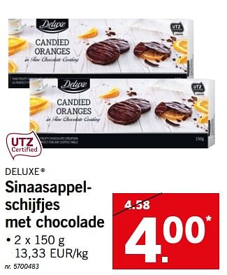 Promotions Sinaasappelschijfjes met chocolade - Deluxe - Valide de 12/11/2018 à 17/11/2018 chez Lidl