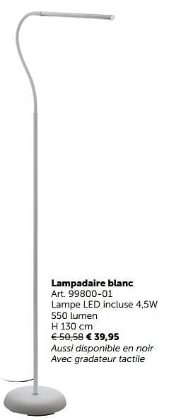 Promotions Lampadaire blanc - Produit maison - Zelfbouwmarkt - Valide de 06/11/2018 à 03/12/2018 chez Zelfbouwmarkt