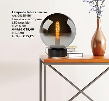 Promotions Lampe de table en verre - Produit maison - Zelfbouwmarkt - Valide de 06/11/2018 à 03/12/2018 chez Zelfbouwmarkt