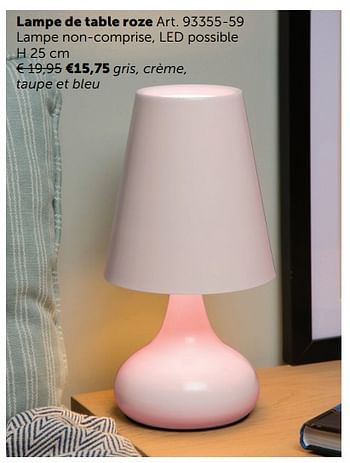 Promotions Lampe de table roze - Produit maison - Zelfbouwmarkt - Valide de 06/11/2018 à 03/12/2018 chez Zelfbouwmarkt