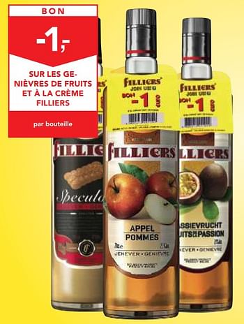 Promotions -1; sur les genièvres de fruits et à la crème filliers - Filliers - Valide de 07/11/2018 à 20/11/2018 chez Makro