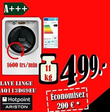 Promotions Hotpoint lave linge aq113d69eu - Hotpoint - Valide de 01/11/2018 à 30/11/2018 chez Electro Zschau