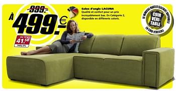 Promoties Salon d`angle laguna - Huismerk - Seats and Sofas - Geldig van 12/11/2018 tot 18/11/2018 bij Seats and Sofas