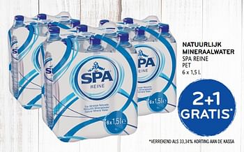 Promoties 2+1 gratis natuurlijk mineraalwater spa reine pet - Spa - Geldig van 07/11/2018 tot 20/11/2018 bij Alvo