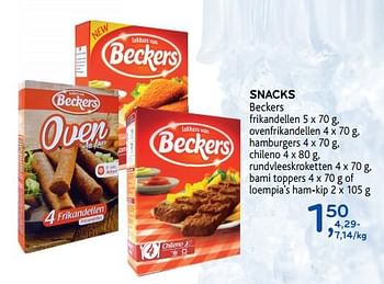 Promotions Snacks beckers frikandellen - Beckers - Valide de 07/11/2018 à 20/11/2018 chez Alvo