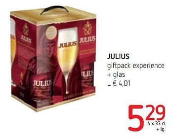 Promoties Julius giftpack experience + glas - Julius - Geldig van 08/11/2018 tot 21/11/2018 bij Spar (Colruytgroup)