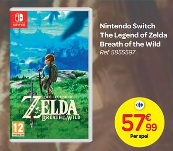 Promoties Nintendo switch the legend of zelda breath of the wild - Nintendo - Geldig van 24/10/2018 tot 06/12/2018 bij Carrefour