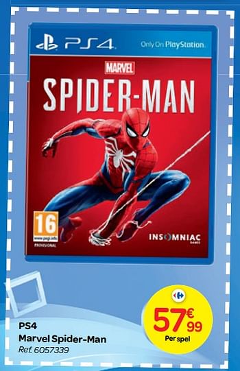 Promoties Ps4 marvel`s spider-man - Insomniac Games - Geldig van 24/10/2018 tot 06/12/2018 bij Carrefour