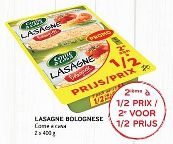 Promotions Lasagne bolognese - Come a Casa - Valide de 07/11/2018 à 20/11/2018 chez Alvo