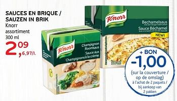 Promotions Sauces en brique - Knorr - Valide de 07/11/2018 à 20/11/2018 chez Alvo