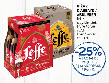 Promotions Bière d`abbaye - Leffe - Valide de 07/11/2018 à 20/11/2018 chez Alvo