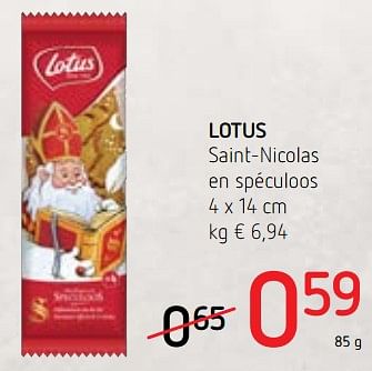Promotions Lotus saint-nicolas en spéculoos - Lotus Bakeries - Valide de 08/11/2018 à 21/11/2018 chez Spar (Colruytgroup)