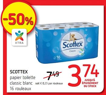 Promotions Scottex papier toilette classic blanc - Scottex - Valide de 08/11/2018 à 21/11/2018 chez Spar (Colruytgroup)