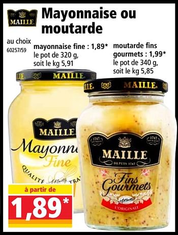 Promotions Mayonnaise ou moutarde - Maille - Valide de 07/11/2018 à 13/11/2018 chez Norma