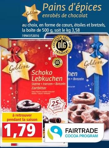 Promotions Pains d`épices enrobés de chocolat - Goldora - Valide de 07/11/2018 à 13/11/2018 chez Norma