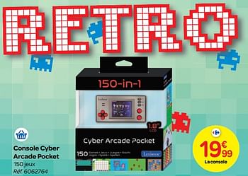 Promotions Console cyber arcade pocket - Lexibook - Valide de 24/10/2018 à 06/12/2018 chez Carrefour