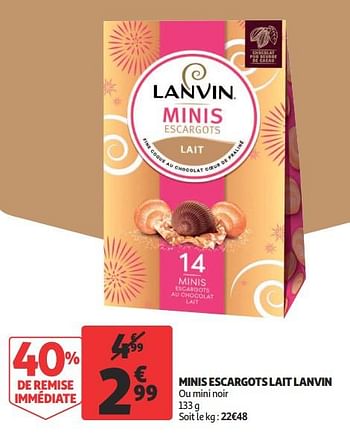 Promotions Minis escargots lait lanvin - Lanvin - Valide de 07/11/2018 à 13/11/2018 chez Auchan Ronq