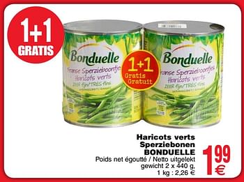 Promotions Haricots verts sperziebonen bonduelle - Bonduelle - Valide de 06/11/2018 à 12/11/2018 chez Cora