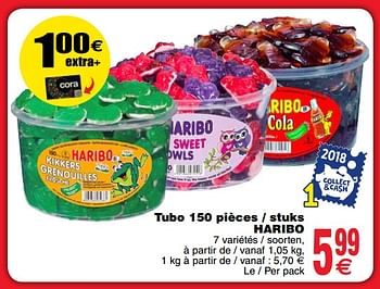 Promotions Tubo 150 pièces - stuks haribo - Haribo - Valide de 06/11/2018 à 12/11/2018 chez Cora