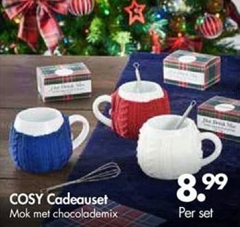 Promoties Cosy cadeauset mok met chocolademix - Huismerk - Casa - Geldig van 29/10/2018 tot 25/11/2018 bij Casa