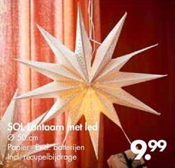 Promoties Sol lantaarn met led - Huismerk - Casa - Geldig van 29/10/2018 tot 25/11/2018 bij Casa