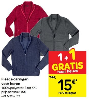 Promoties Fleece cardigan voor heren - Huismerk - Carrefour  - Geldig van 07/11/2018 tot 18/11/2018 bij Carrefour