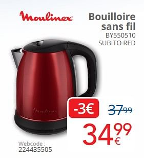 Promoties Moulinex bouilloire sans fil by550510 subito red - Moulinex - Geldig van 29/10/2018 tot 22/11/2018 bij Eldi