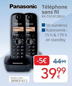 Promotions Panasonic téléphone sans fil a250 white - Panasonic - Valide de 29/10/2018 à 22/11/2018 chez Eldi