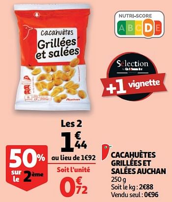 Promotions Cacahuètes grillées et salées auchan - Produit Maison - Auchan Ronq - Valide de 07/11/2018 à 13/11/2018 chez Auchan Ronq