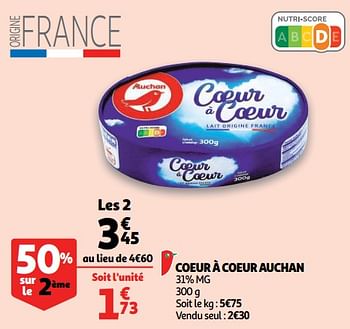 Promotions Coeur à coeur auchan - Produit Maison - Auchan Ronq - Valide de 07/11/2018 à 13/11/2018 chez Auchan Ronq