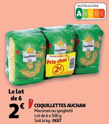 Promoties Coquillettes auchan - Huismerk - Auchan - Geldig van 07/11/2018 tot 13/11/2018 bij Auchan